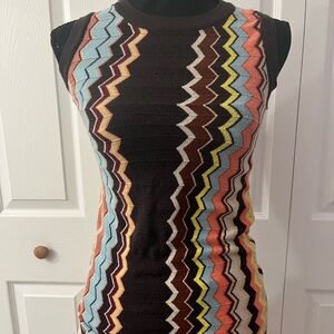Missoni Multicolor Graphic Fitted Tank Top, Women, Medium, Y2K, Retro, Boho